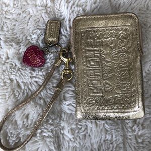 Coach Gold Leather Wristlet